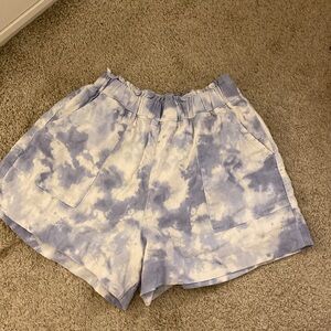Abercrombie blue tie dye linen shorts
